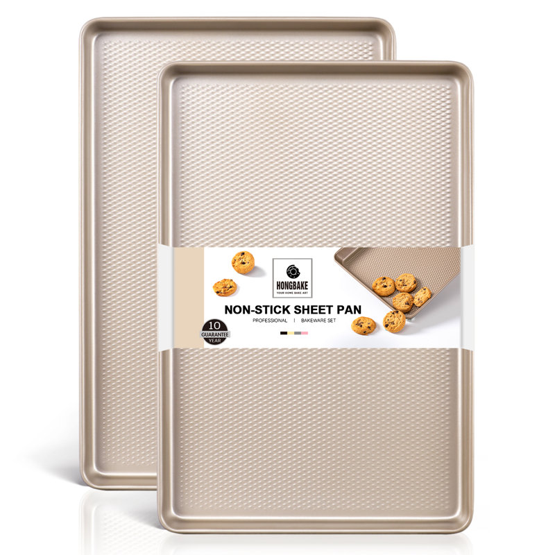Paquet de 2 plaques de cuisson en demi-feuille, plaque de cuisson antiadhésive pour four, plaques à biscuits en acier au carbone 57% plus épaisses pour la cuisson, plateaux à biscuits de 17,5 po x 12 po