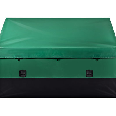 Coffre de patio extérieur de 230 gallons avec bâche en PE imperméable, cadre galvanisé pour un espace de rangement encombrant, poignées portatives, filet ventilé, installation facile, cadre noir +, cadre, ventilation en filet,