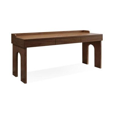 Nut-brown Rectangular Solid Wood Writing desk with drawers desk