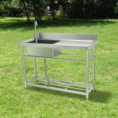 ling Outdoor Fish And Game Cutting Cleaning Table W/Sink And Faucet