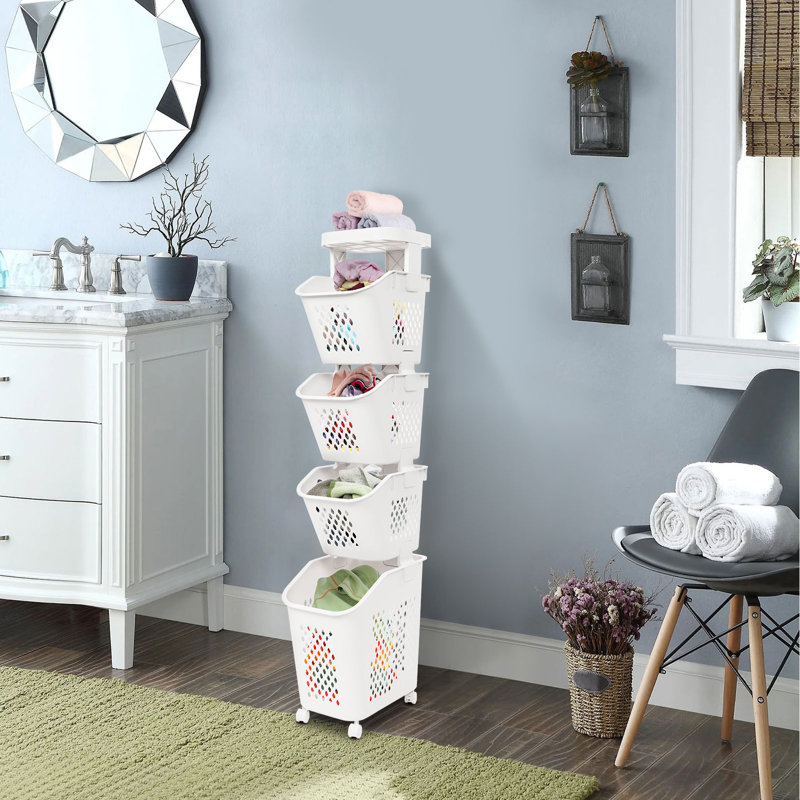 Multi-layer Laundry Basket With Wheels, 52" H x 8.30" W x 15.10" D
