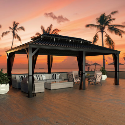 14 X 20 Ft Hardtop Double-Roofed Aluminum Patio Gazebo