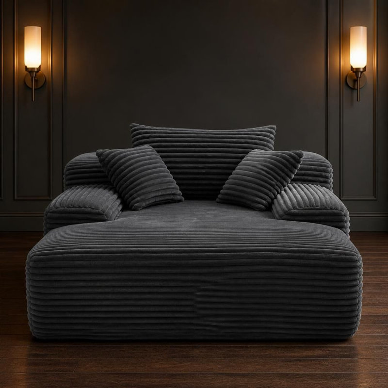 Méridienne convertible moelleuse avec accoudoirs larges et coussins décoratifs, fauteuil confortable avec canapé-lit désossé, sièges confortables multifonctionnels