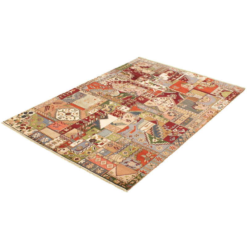 Tapis décoratif en laine de conception unique 6 pi x 9 pi noué à la main New Age