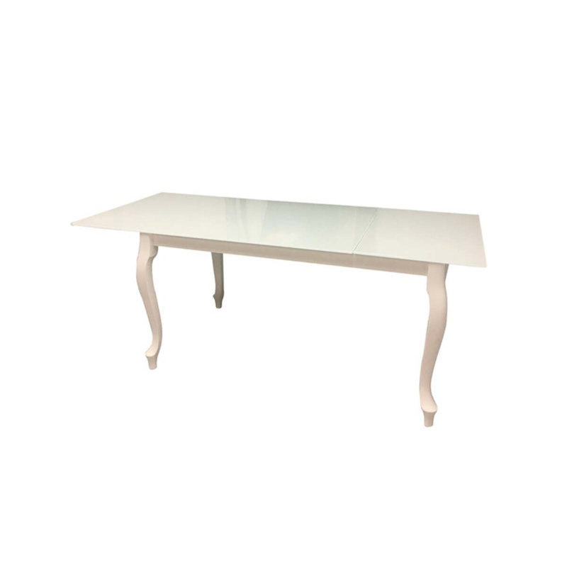 McQuilkin 80 cm Extendable Rectangular Glass Top Dining Table with Wood Base, White, White