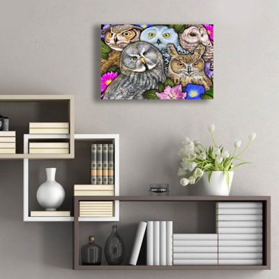  «Owls» par Tim Jeffs, art mural en verre acrylique, 24 po x 16 po