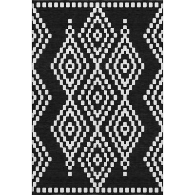 Premium Machine Washable Prisco Black Rug