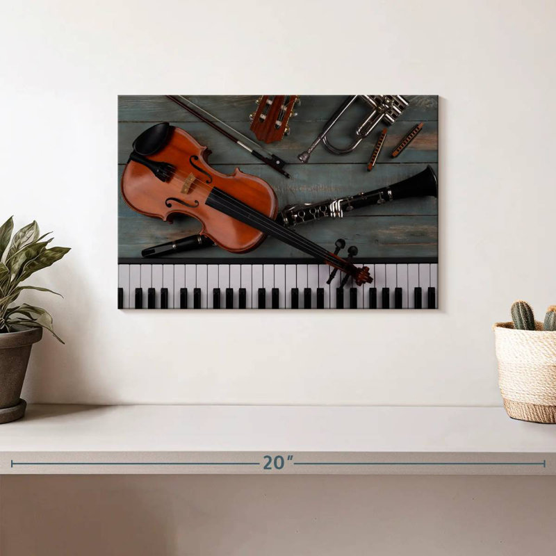 Abarca, divers instruments de musique, H 8 po x l 12 po