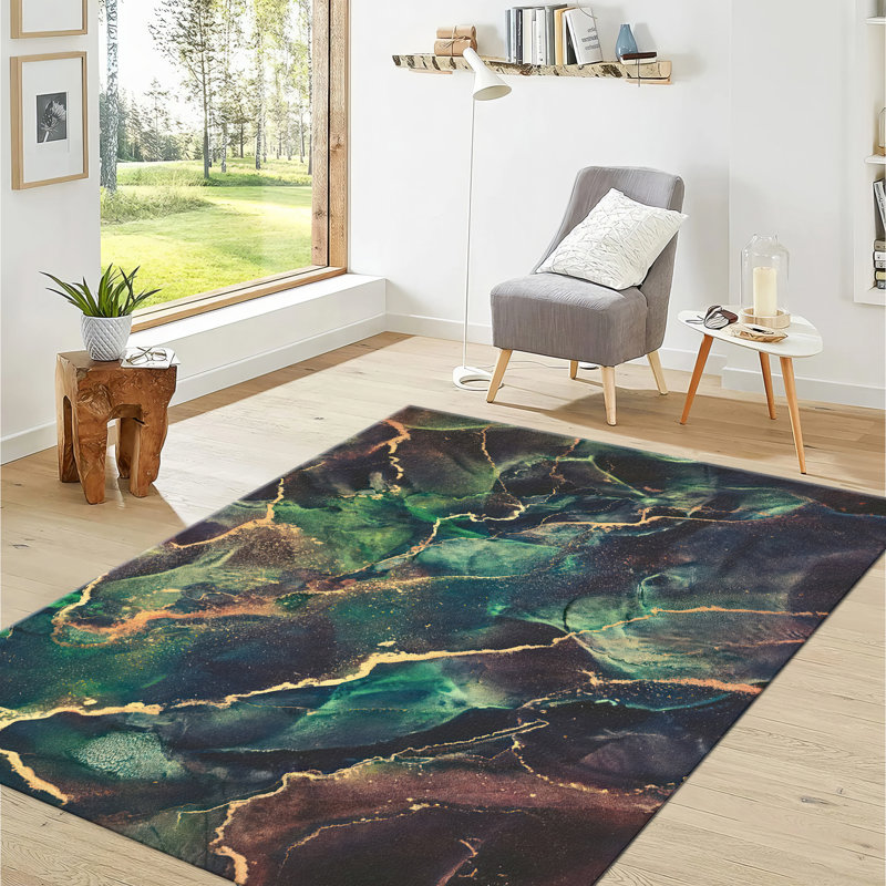 Chic Non-Woven Soft Type Printed Rug Featuring Intricate Geometric Design in Soft Earth Tones for Added Visual Interest and Cozy Textural Layer in Your Room Decor