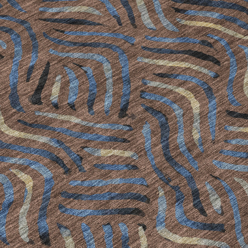 Machine Washable Indoor/Outdoor Chantille ACN2474 Abstract Rug, Fudge, 8' x 10'