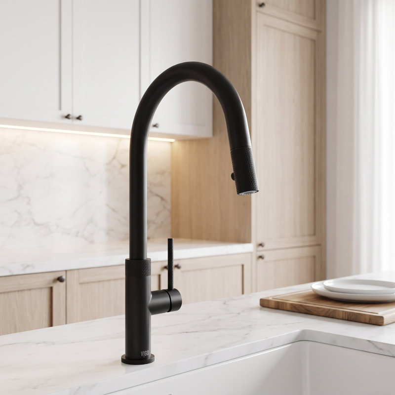 Bristol 19" H 1-handle Pull-Down 2-Function Sprayer Kitchen Faucet, Matte Black