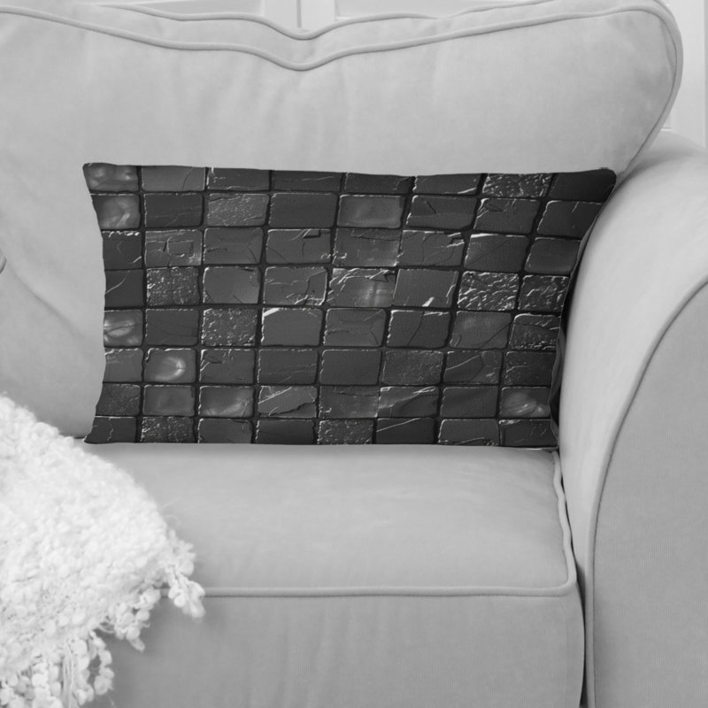 Carreaux de mosaïque noirs modernes VI - Coussin lombaire moderne