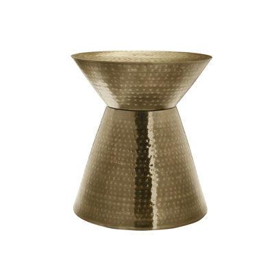 Accent Table, Drum, Side, End, Nightstand, Lamp, Gold Metal, Contemporary, Modern