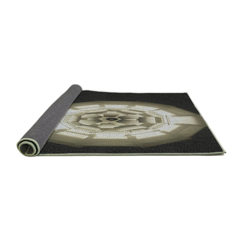 Tapis noir/beige à tisser électrique, Rond 8 pi