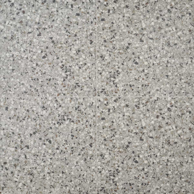 Kobe 24x24 Matte Terrazzo Look Porcelain Tile, Smoke Gray