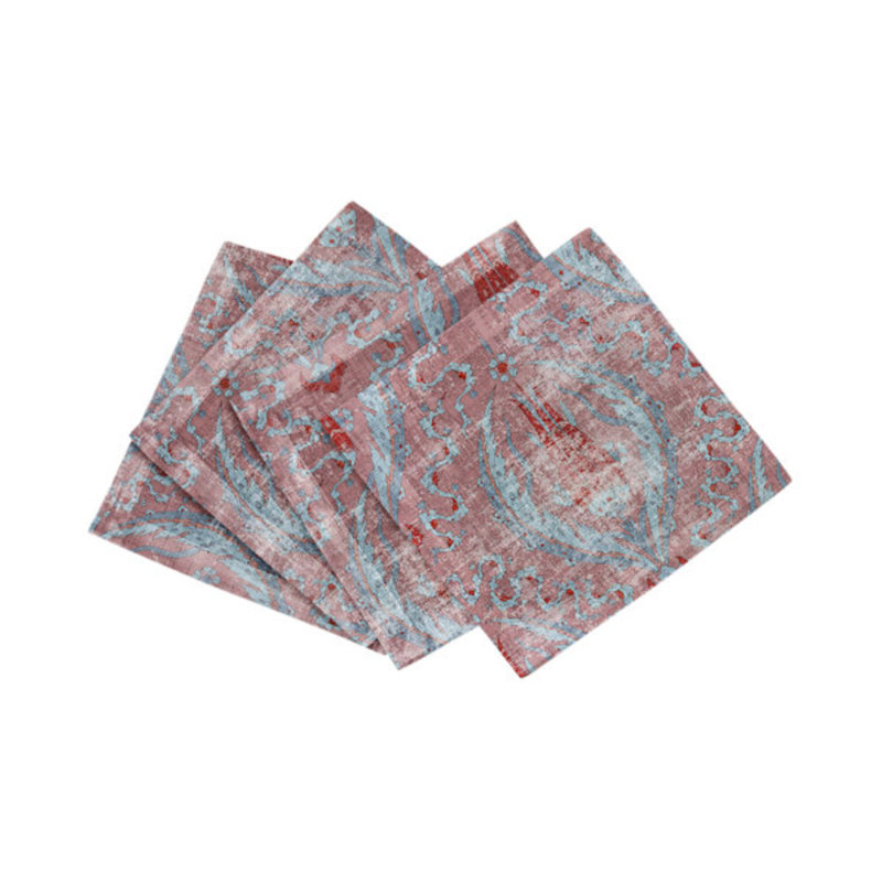 Byzantine Jewel Cotton Sateen Cocktail Napkins, Red