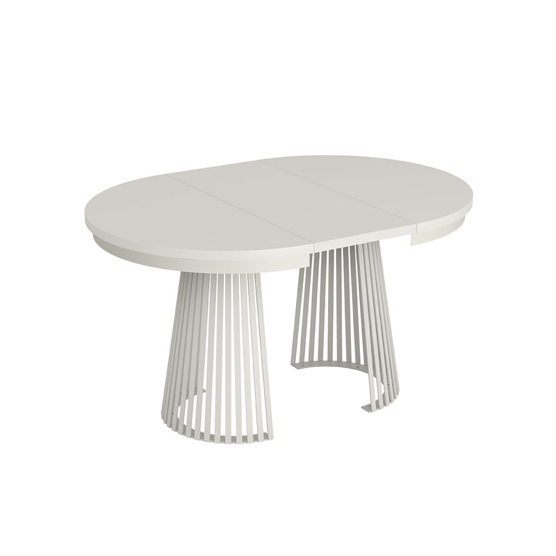 Extendable Metal Base Dining Table, Alpine White, White