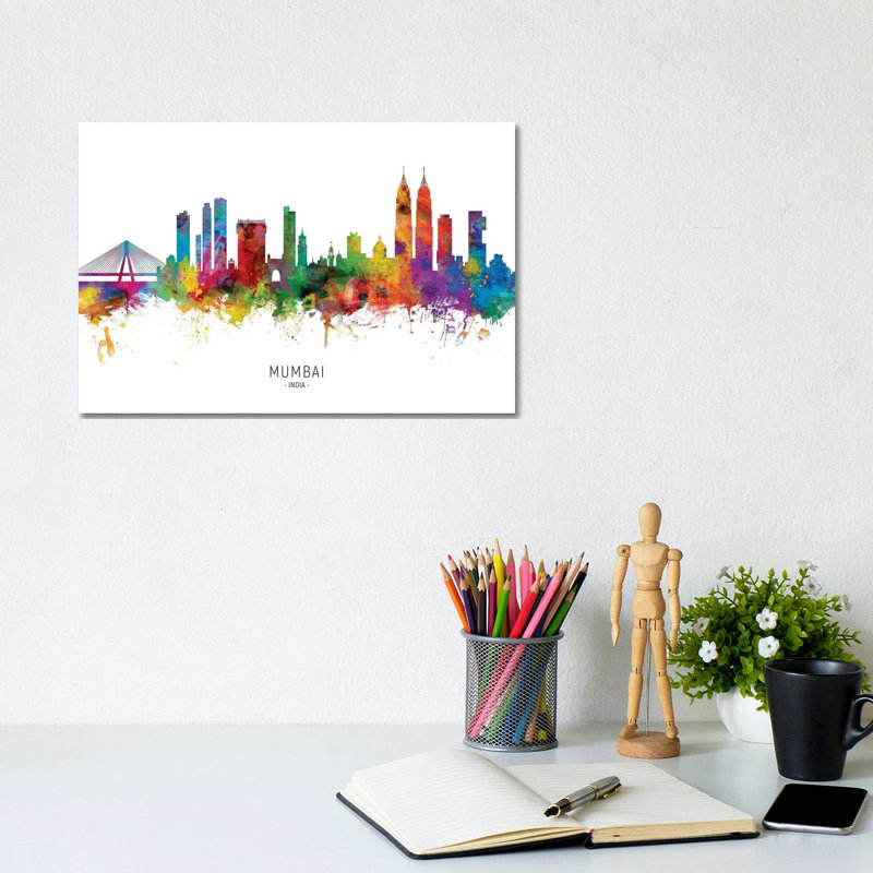 Mumbai Skyline India Bombay by Michael Tompsett - Wrapped Canvas Print, 20.32 cm H x 30.48 cm W