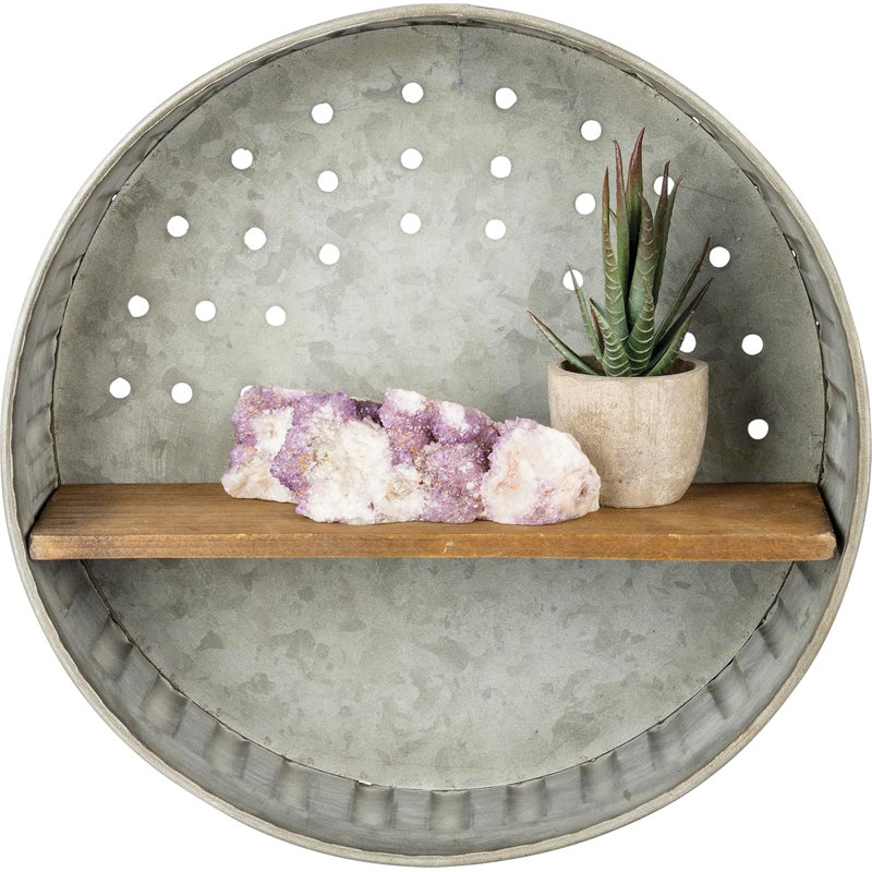 Distressed Wall Shelf, Metal And Wood