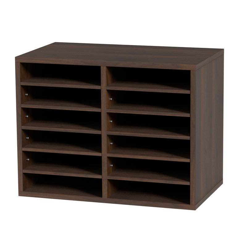 Boîte aux lettres de bureau 12 compartiments, trieuse de documents 20,4 x 12 x 16,1 pouces, Brun