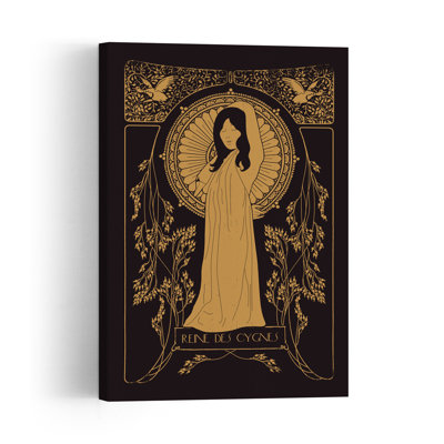 Art Nouveau Swan Queen Abstract Geometric Contemporary Bird Flower Portrait Wall Art Print