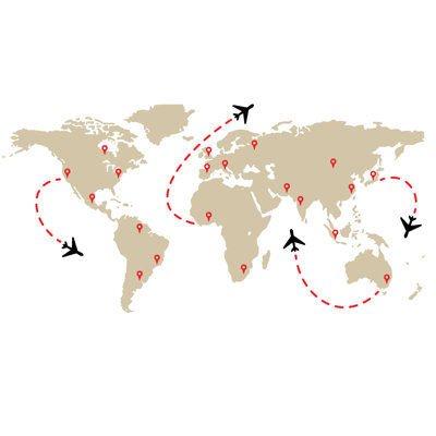 Décalcomanie murale carte de vol de monde de voyage
