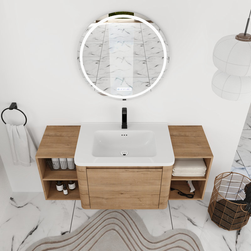 48'' Single Bathroom Floating Vanity With Ceramic Top, 48"
