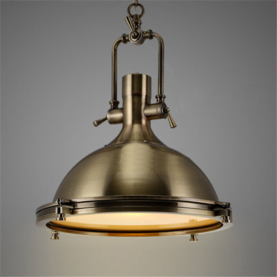Luminaire suspendu avec diffuseur givré en bronze