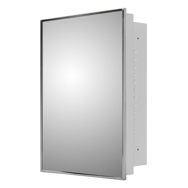 Scottville Residential Medicine Cabinet, 26" H x 16" W x 4.25" D, Stainless Steel Framed, Recessed