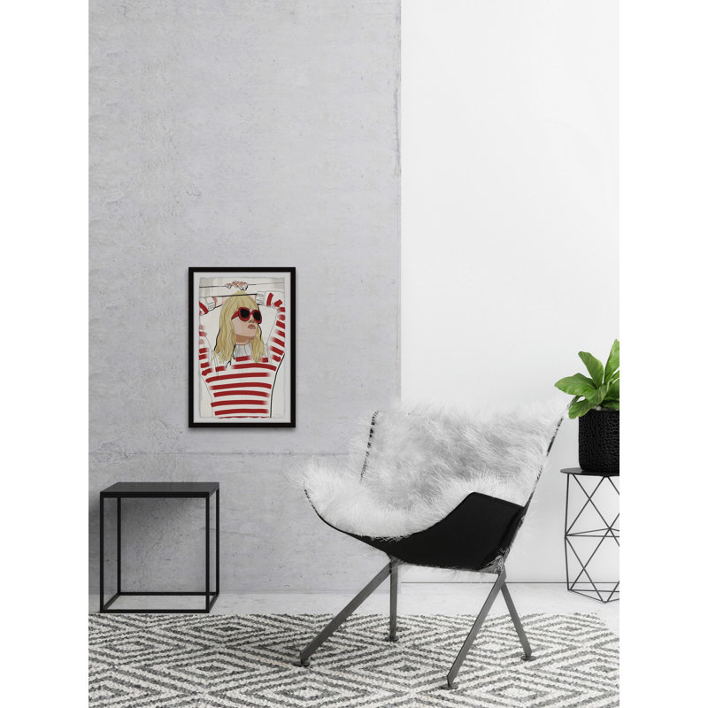 Trendy Red Top by Parvez Taj - Single Picture Frame Painting, 45 cm H x 38 cm W