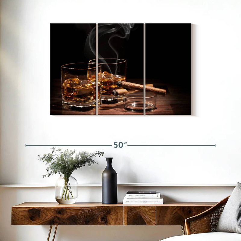 Yarlin Cigars With Whiskey, 24" H x 38" W