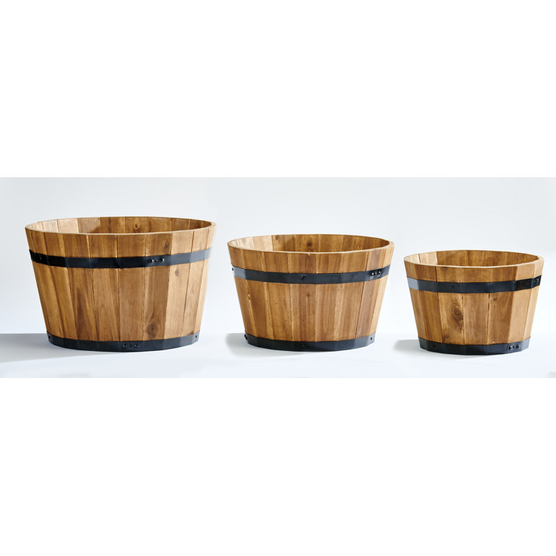 Kholette Wood Barrel Planter
