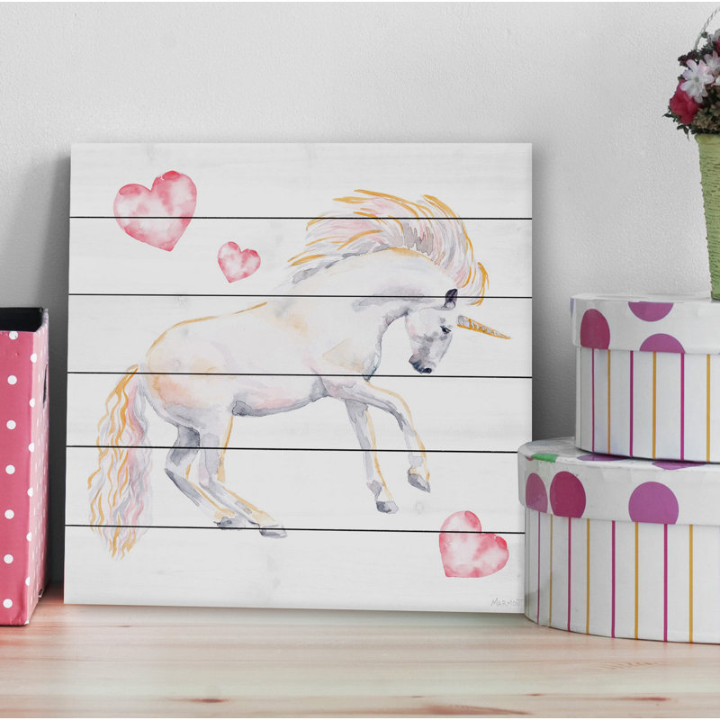Reproduction de licorne dansant sur bois blanc Leamon, H 32 po x l 32 po x P 1,5 po