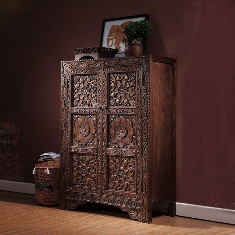 Solid Wood Accent Cabinet, Dark Brown