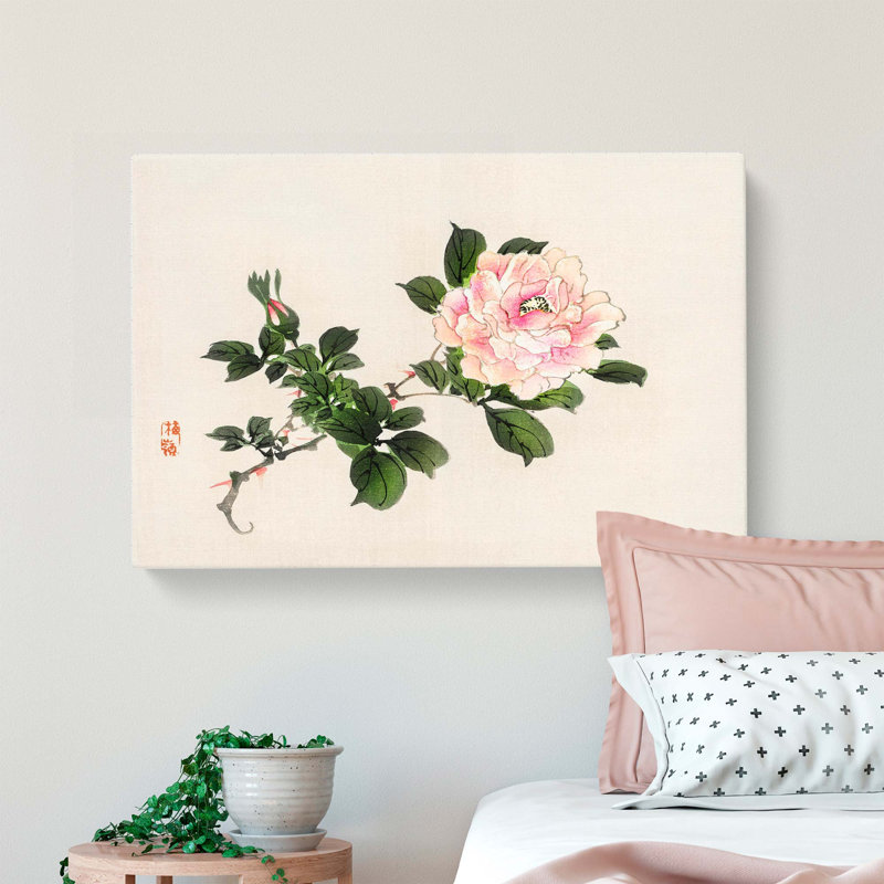 Pink Peony Flower by Kono Bairei - Wrapped Canvas, 35cm H x 50cm W x 3cm D