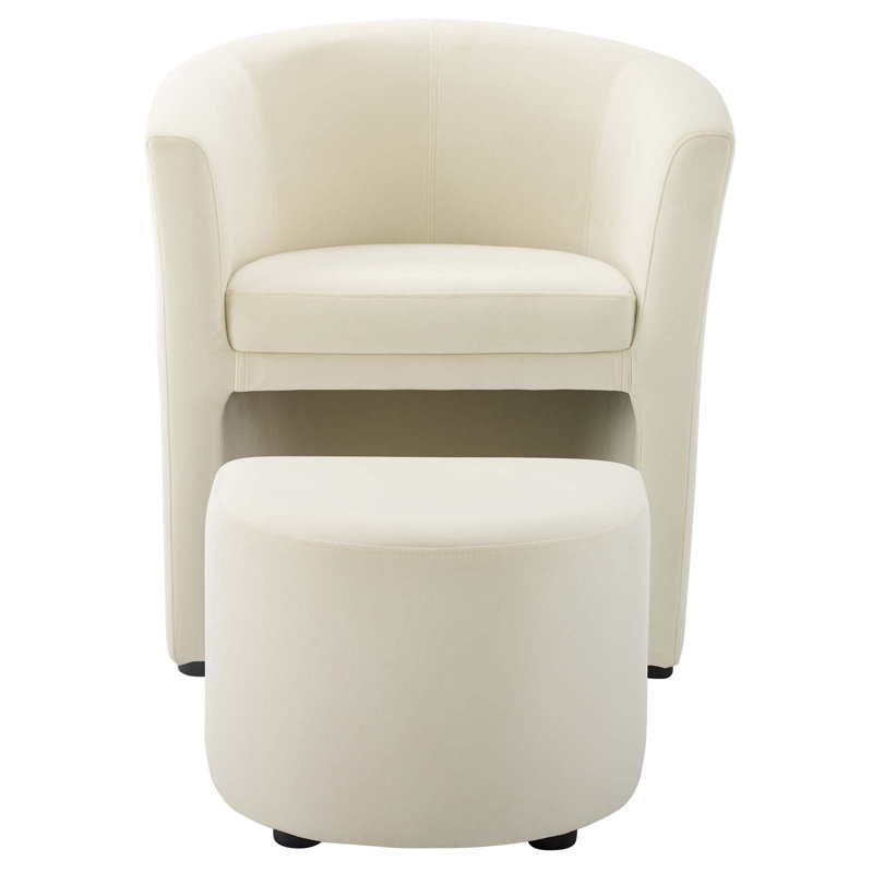 Ensemble de fauteuil avec repose-pieds et repose-pieds Divulge, Ivoire