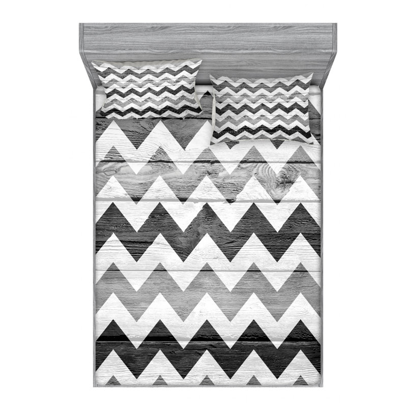 Microfiber Chevron Sheet Set, Full Sheet Set with Fitted Sheet