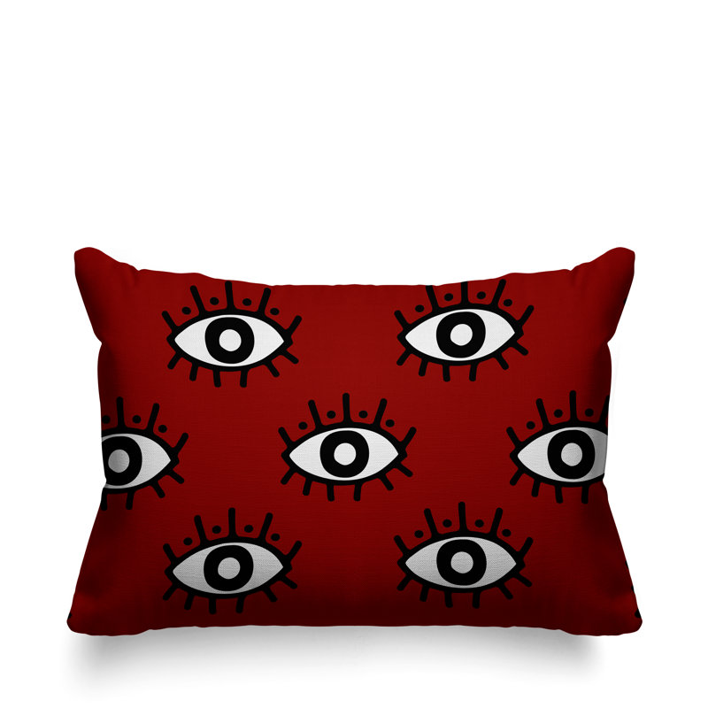 Coussin intérieur / extérieur Ankara Evil Eye, Rouge