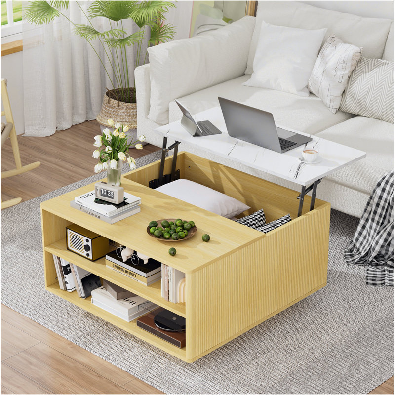 Table basse à plateau relevable avec rangement pour le salon