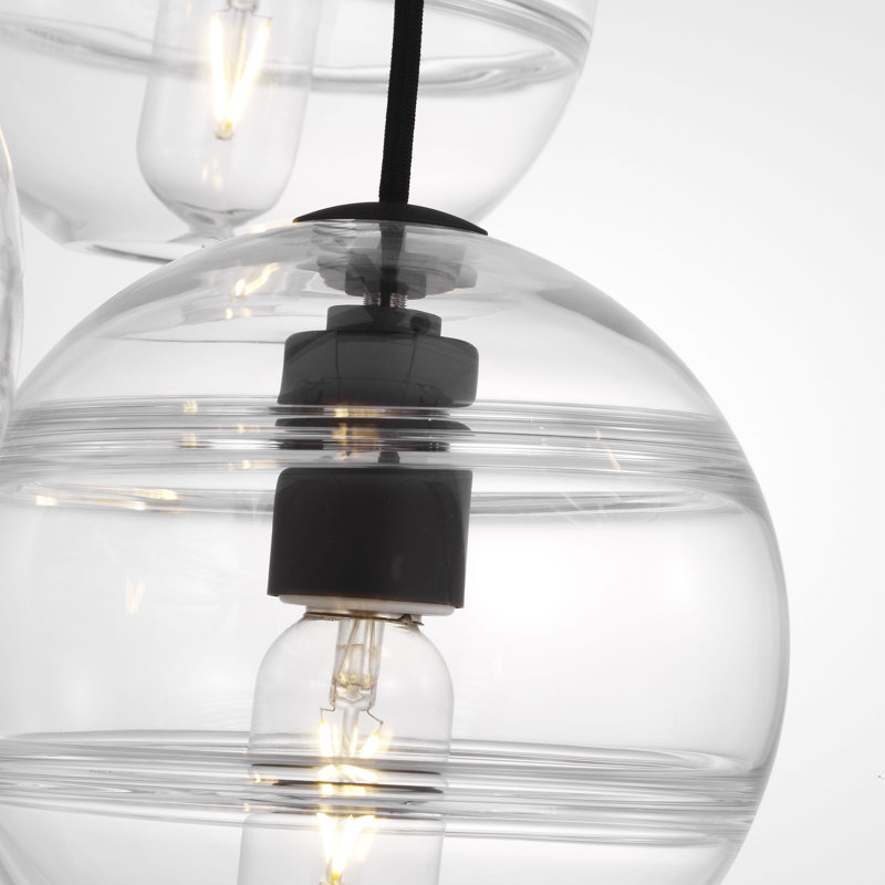 Sean Lavin Sedona 4-light LED single chandelier in nightshade black finish with clear glass shades, Clear