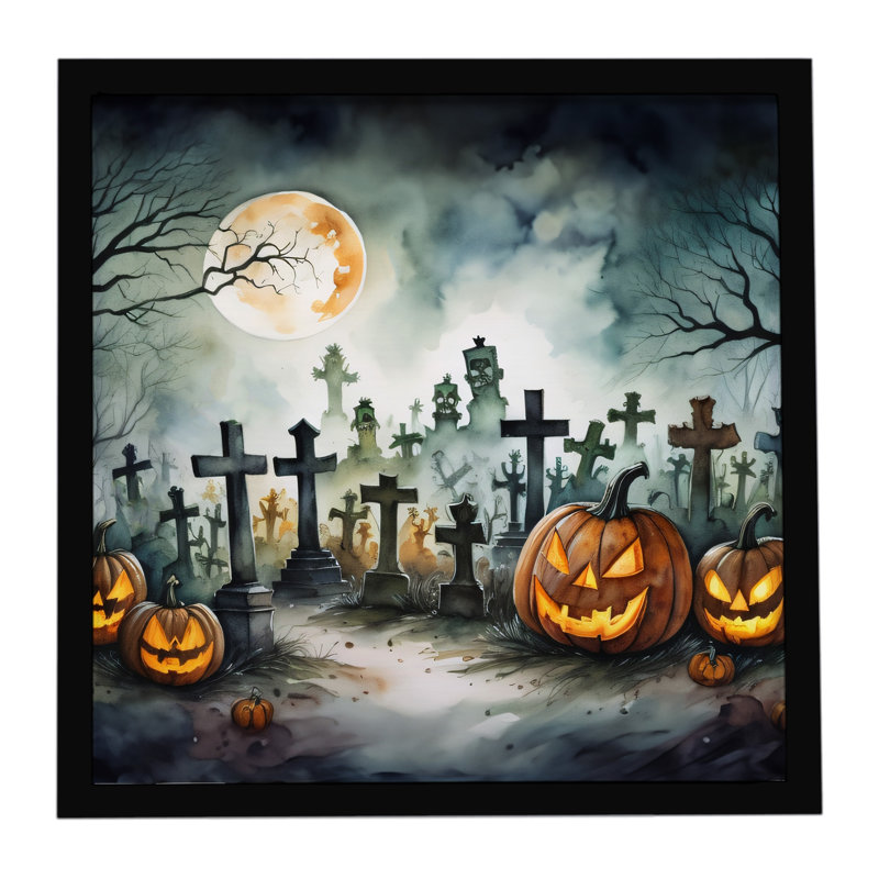 «Graveyard Spooky Halloween», reproduction d'art encadrée