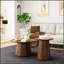 Ensemble de 2 tables basses rondes, grandes et petites tables centrales et d'appoint en bois, finition noyer moderne pour le salon et le bureau