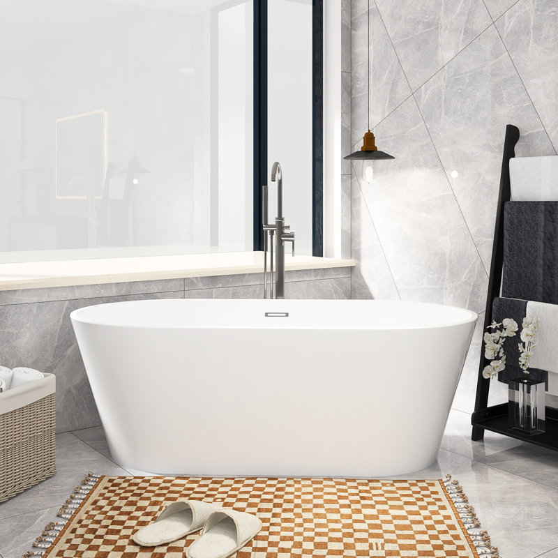 66.9'' x 31.1'' Freestanding Soaking Acrylic Bathtub