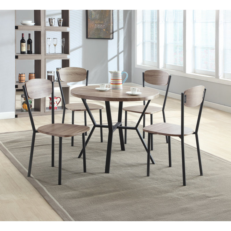 Mobilier de salle à manger 5 pièces rond gris gris