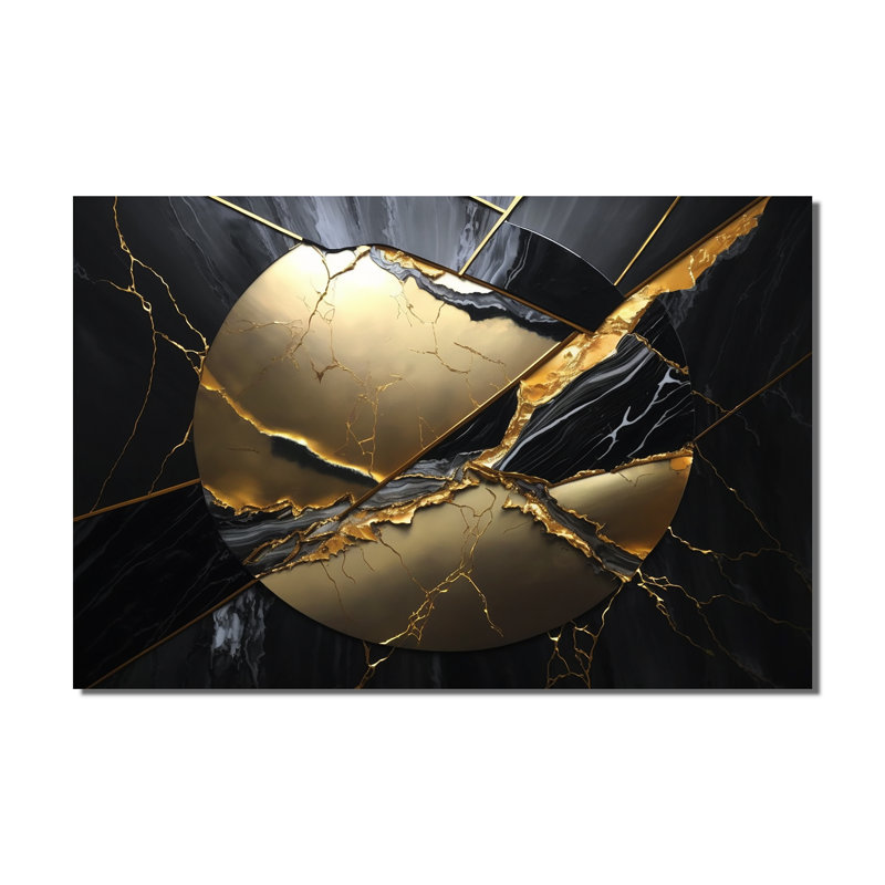 Abstract Geode Gold III - Art mural abstrait en marbre