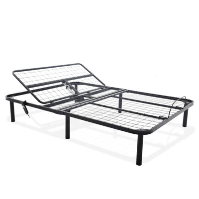 Full Black Bed Base With Head Up Adjustment Only, Steel Material, Fast Assembly In Minutes, 850 Lbs Weight Capacity, 75 Product Depth, 53 Width, 14 Height - Size, Black, Adjustable Foundation, Only