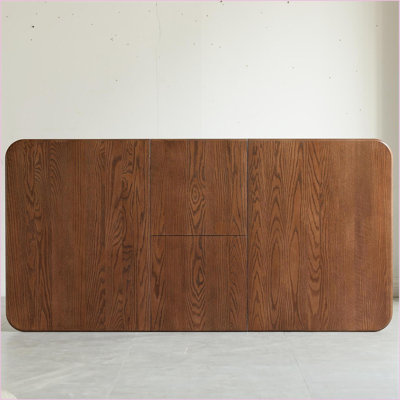 Dining Tables | Mesa de Comedor, Farmhouse Walnut Brown Extendable Solid Oak, Fits 6-8, Space Saving for Dining Kitchen | Round