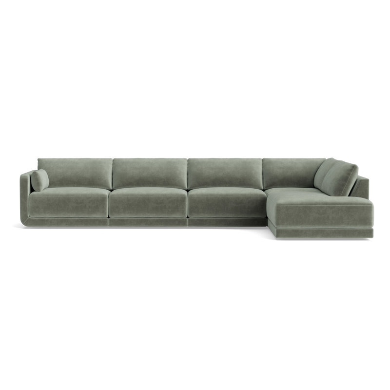 Eva Modular Sectional, Velvet - Sage, Right Hand Facing