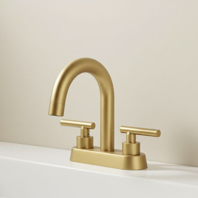 Robinet de salle de bain à 4 poignées 4 po - Or brossé