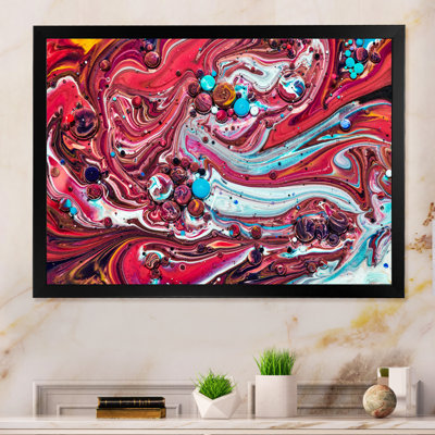 Art acrylique sur toile rouge et turquoise - Art mural moderne et contemporain sur toile